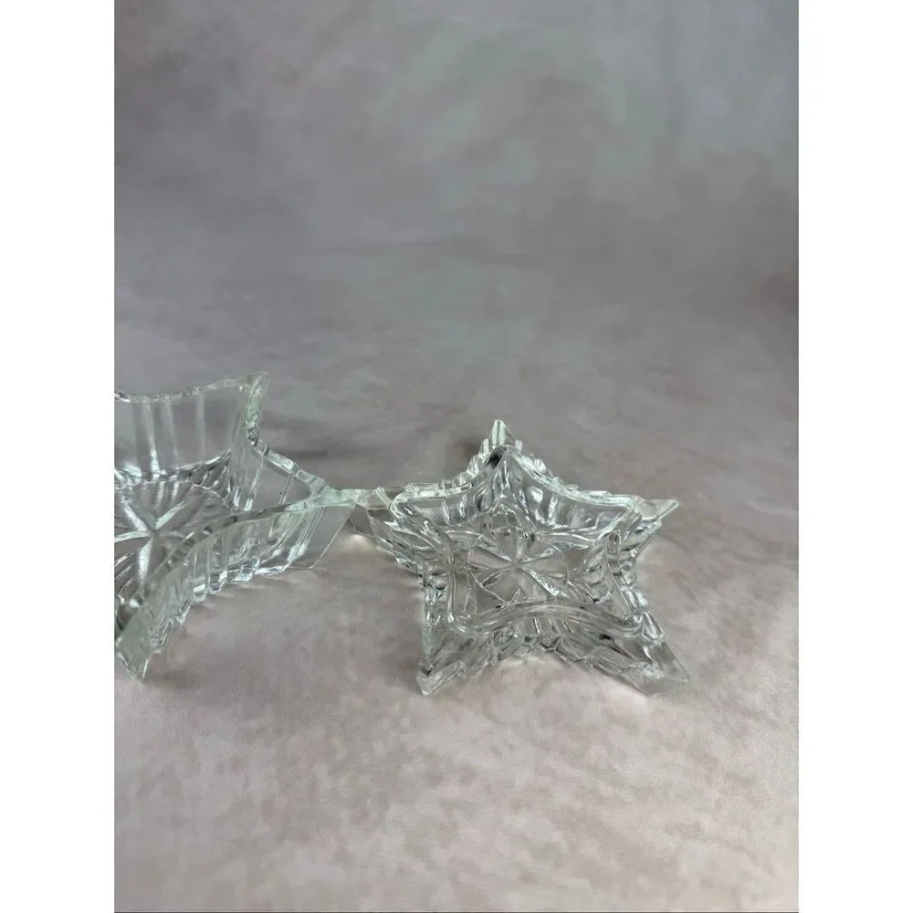 Vintage Clear Celestial Star Lidded Trinket Dish 90s